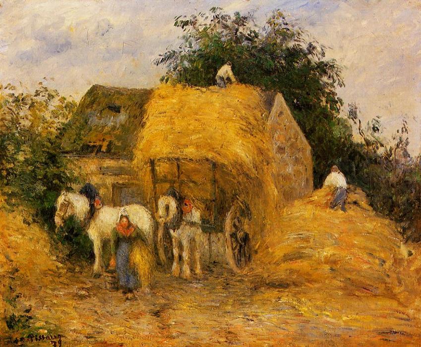 The Hay Wagon, Montfoucault — Camille Pissarro