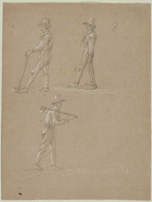 Three Drawings Of A Male Figure With An Axe — Thomas Cole