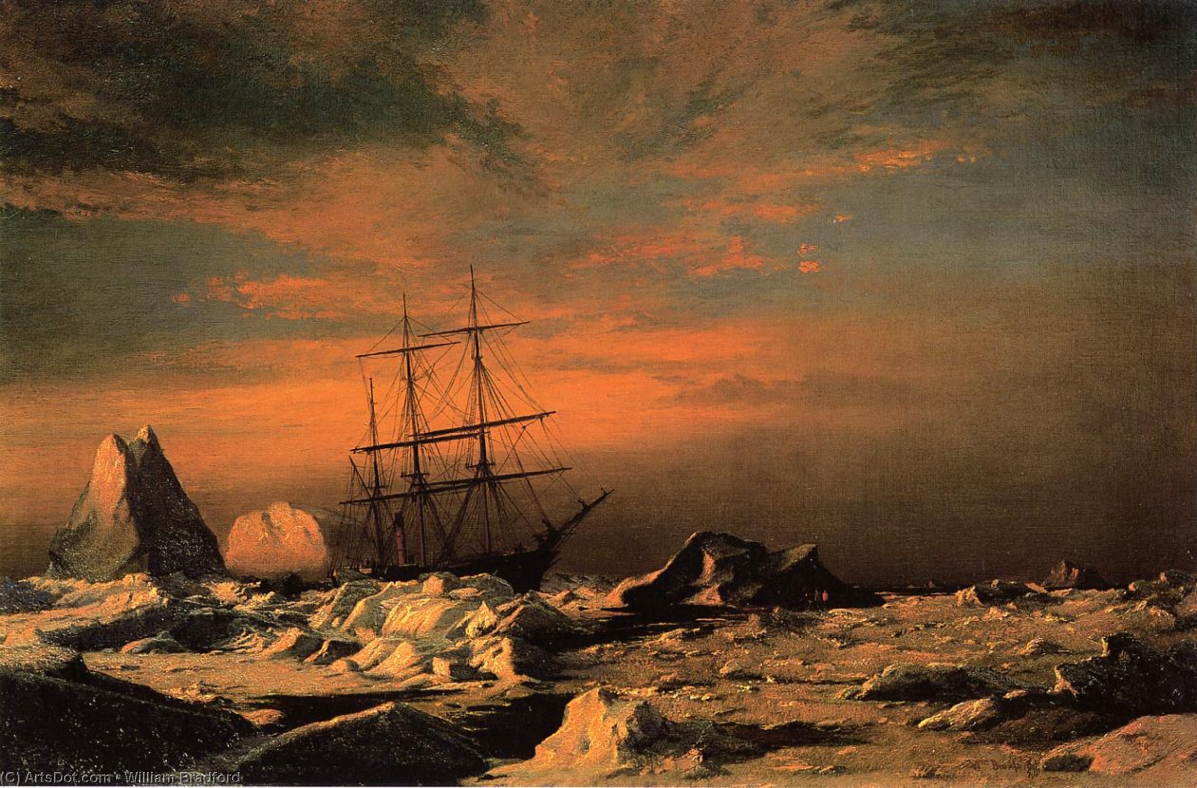 The 'panther' Among The Icebergs In Melville Bay — William Bradford