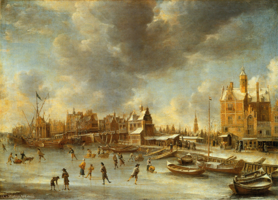 Skaters On The Y Before Paalhuis — Jan Abrahamsz Beerstraten