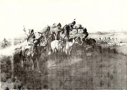 Watching The Settlers, (painting) — Charles Marion Russell