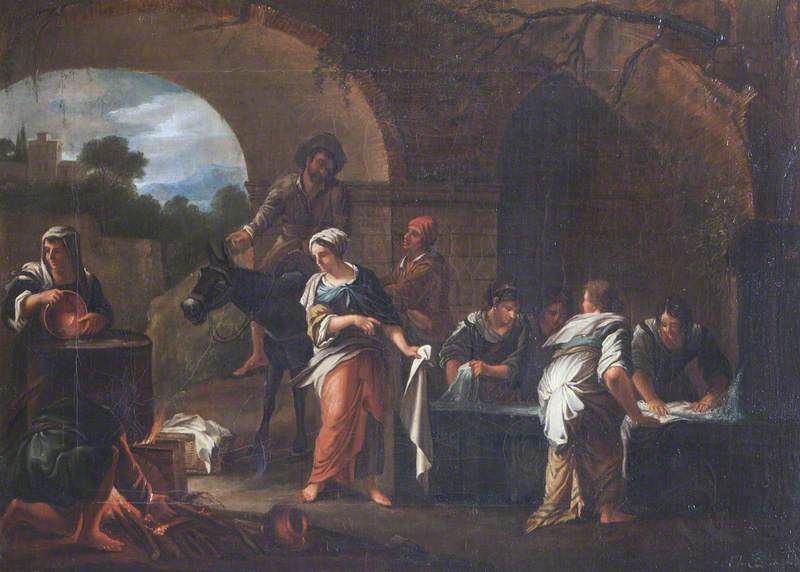 Laundresses Washing Clothes At A Fountain (after Jan Miel) — Elizabeth Cust