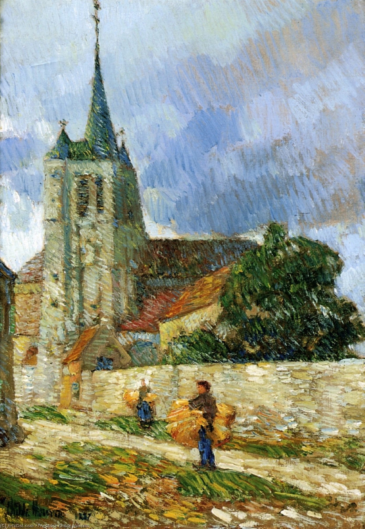 Village Scene, Breton — Frederick Childe Hassam