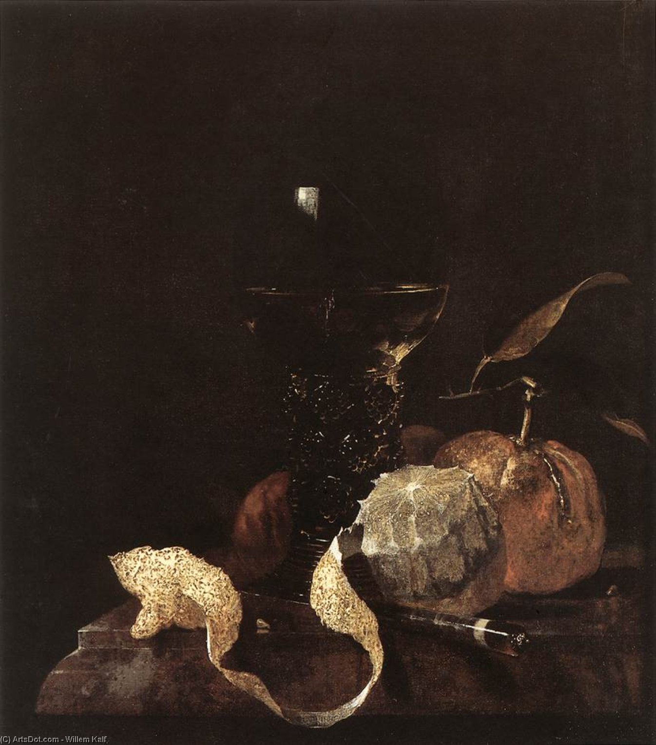 Still-life With Lemon, Oranges And Glass Of Wine — ヴィレム・カルフ
