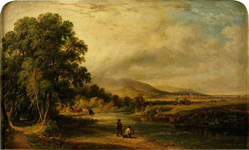 Landscape With Men Salmon Fishing — John F Tennant