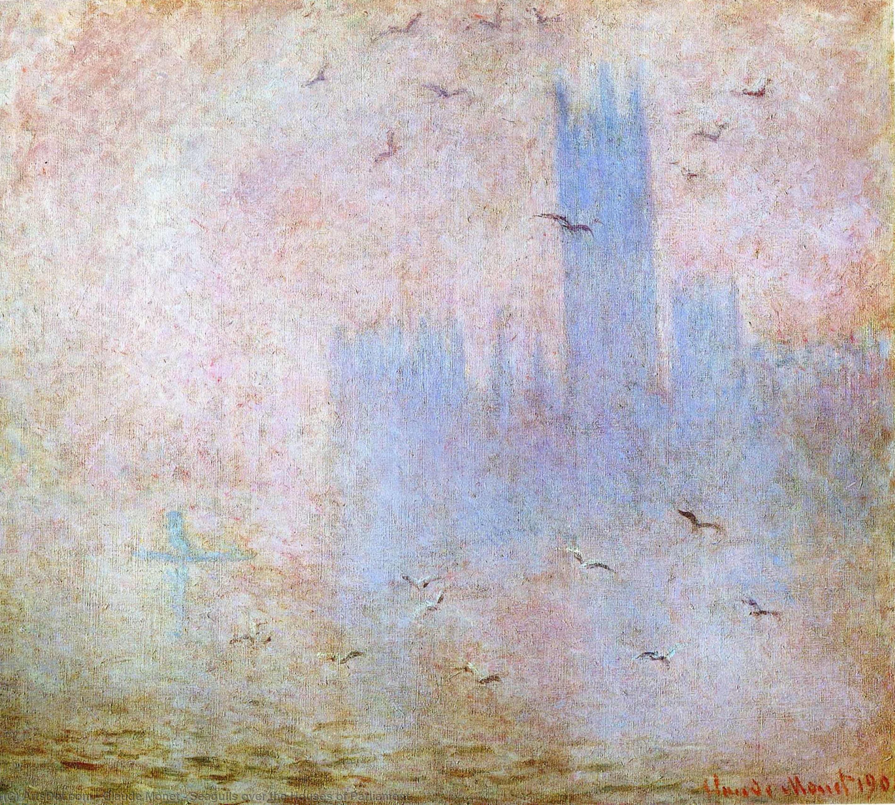 Seagulls Over The Houses Of Parliament — Claude Monet