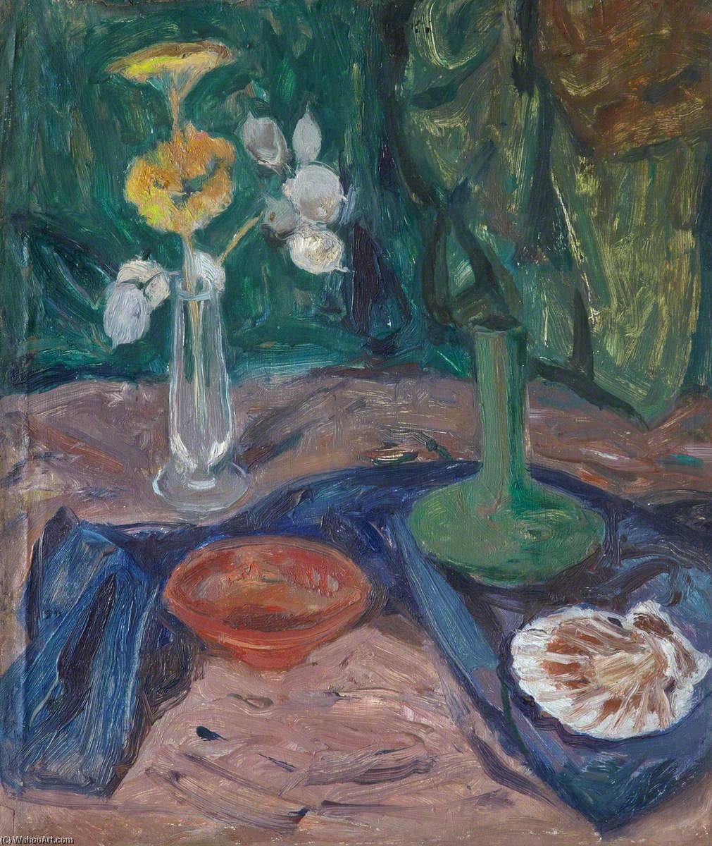 Still Life With Flowers In A Rose Glass — Sir William George Gillies