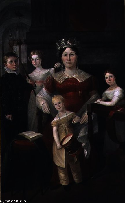Portrait Of Mrs John Piper And Family — Augusto Earle