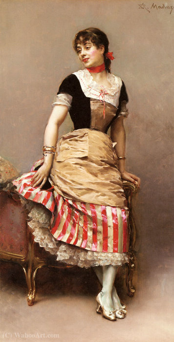 A Portrait Of Aline Masson Leaning On A Sofa — Raimundo De Madrazo Y Garreta