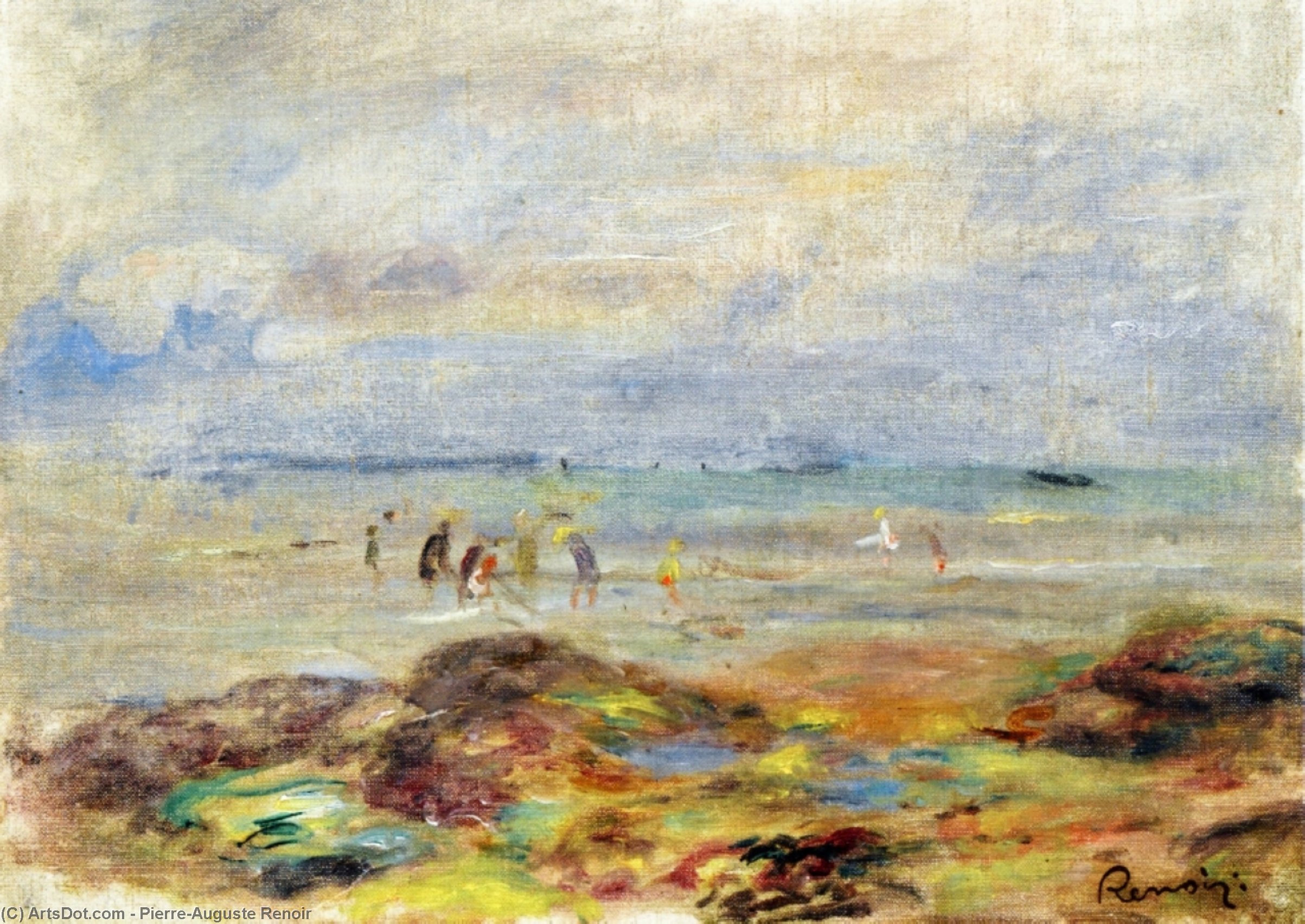 Rocks With Shrimp Fishermen — Pierre-auguste Renoir
