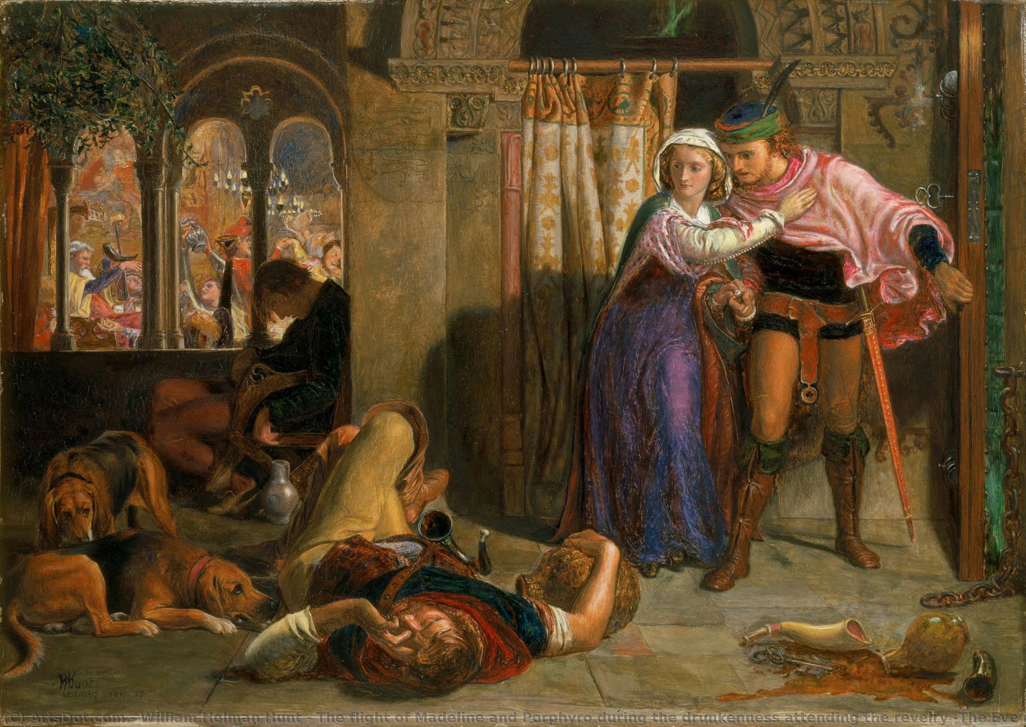 The Flight Of Madeline And Porphyro During The Drunkenness Attending The Revelry (the Eve Of St. Agnes) — William Holman Hunt