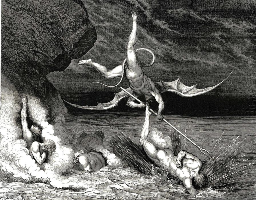 El Infierno, Canto Xxii, Línea 70. En Persecución Él Por Tanto Aceleró, Exclamando. “estás Atrapado.” — Paul Gustave Doré