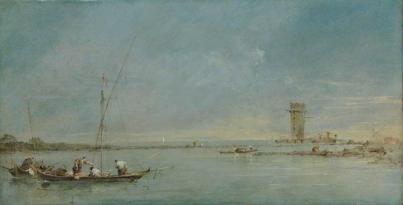 View Of The Venetian Lagoon With The Tower Of Malghera — Francesco Lazzaro Guardi