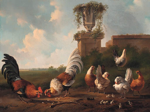 Roosters, Chickens And Chicks By A Ruinroosters, Chickens And Chicks By A Ruin — Albert Verhoesen