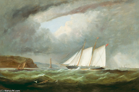 Schooner Yacht 'esmeralda' In Alderney Roads Off Cap Le Hague — Arthur Wellington Fowles