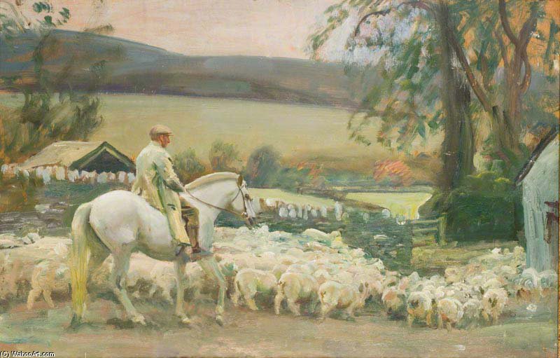 Bringing Home The Sheep, Withypool, Exmoor - — Sir Alfred James Munnings