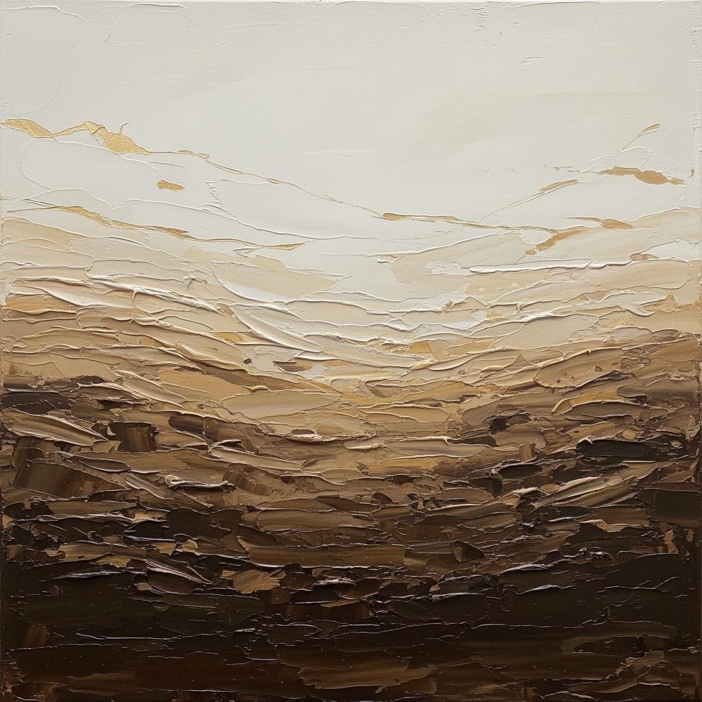 Geschichtete Erde: Eine Monumentale Studie In Ocker Und Tiefem Umbra-impasto — David Moreau