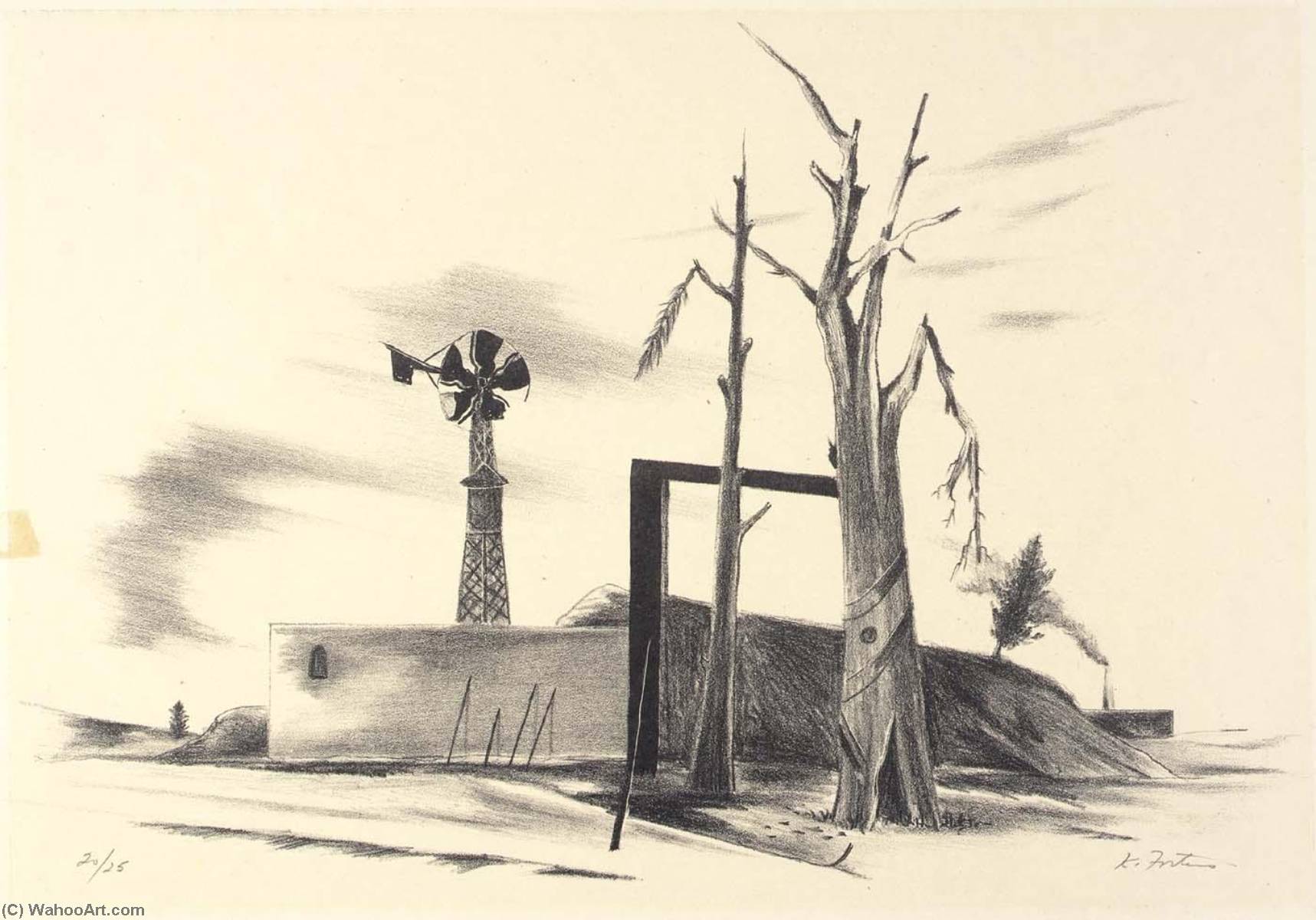 (untitled Landscape With Windmill) — Karl Fortess