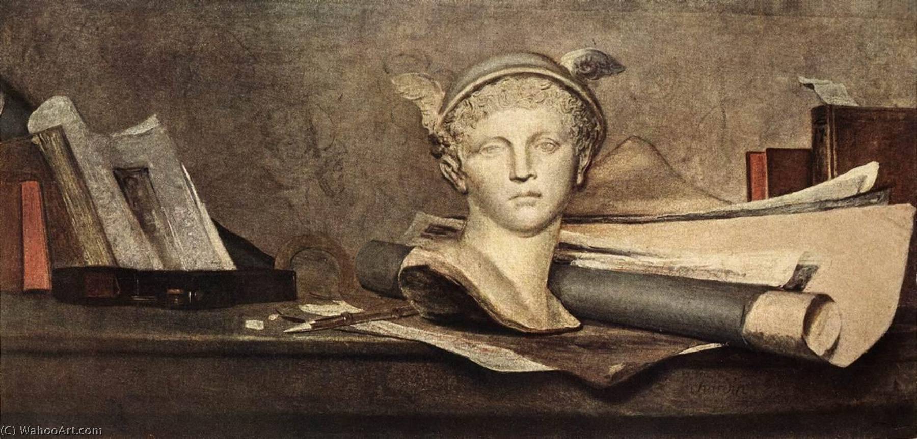 The Attributes Of The Arts With A Bust Of Mercury — Jean-baptiste-siméon Chardin
