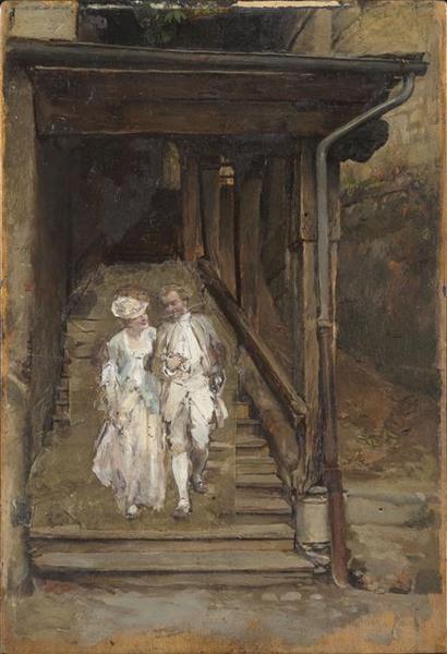 L'escalier De Bois De La Cathédrale De Lausanne — Jean-louis Ernest Meissonier