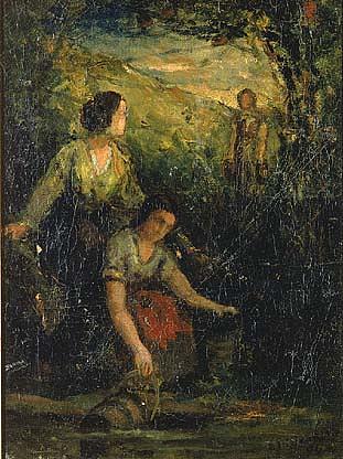 The Drinking Pool (three Women At Water), (painting) — Edward Mitchell Bannister
