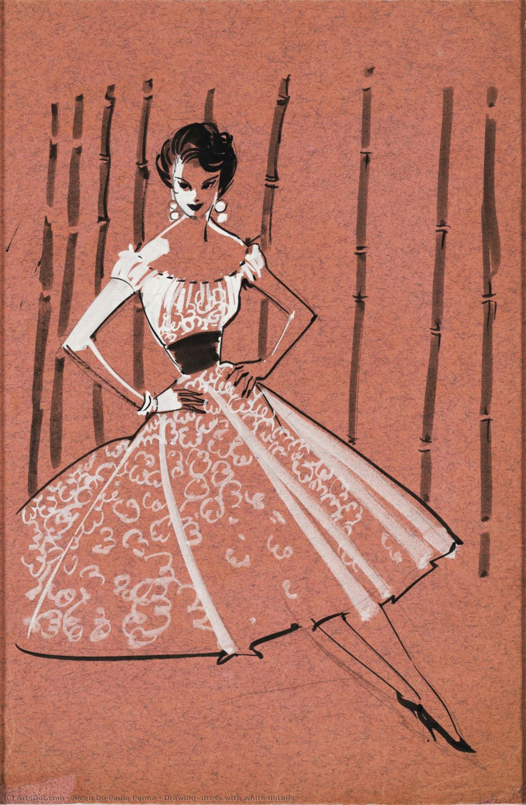 Drawing, Dress With White Details — Alceu Penna