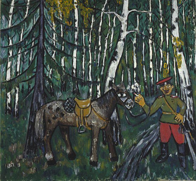 Soldier In A Wood — Mikhail Fiodorovich Larionov