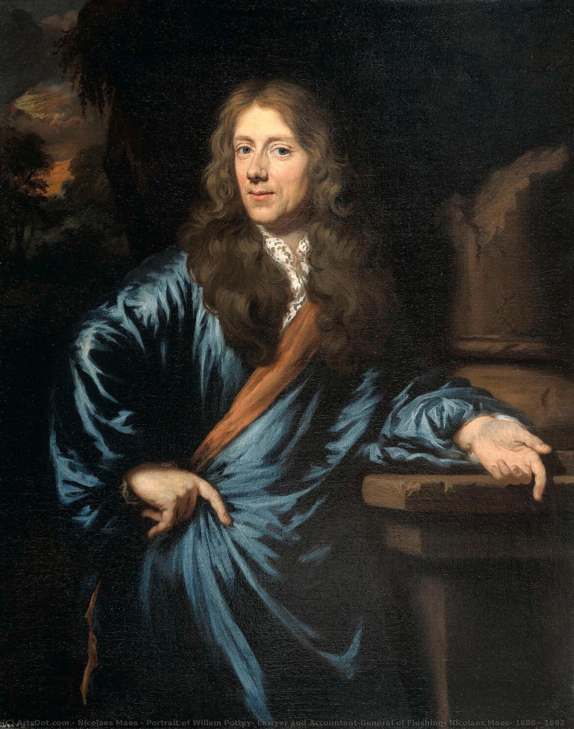 Portrait Of Willem Pottey, Lawyer And Accountant-general Of Flushing, Nicolaes Maes, 1686 - 1693 — Nicolaes Maes