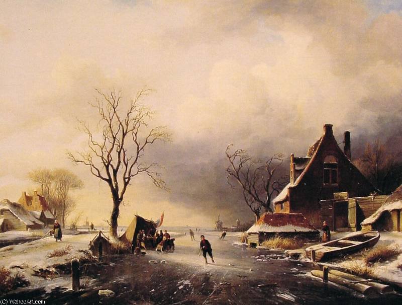 Winter Scene With Skaters — Charles Henri Joseph Leickert