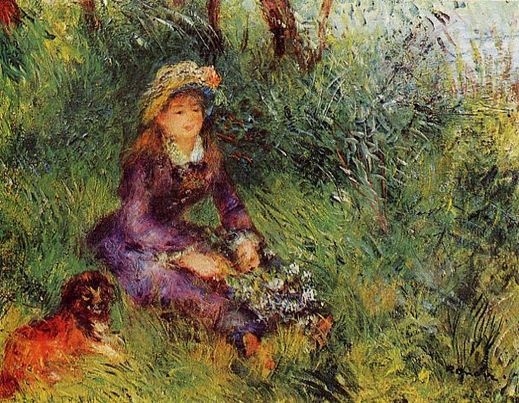 Madame Renoir With A Dog — Pierre-auguste Renoir