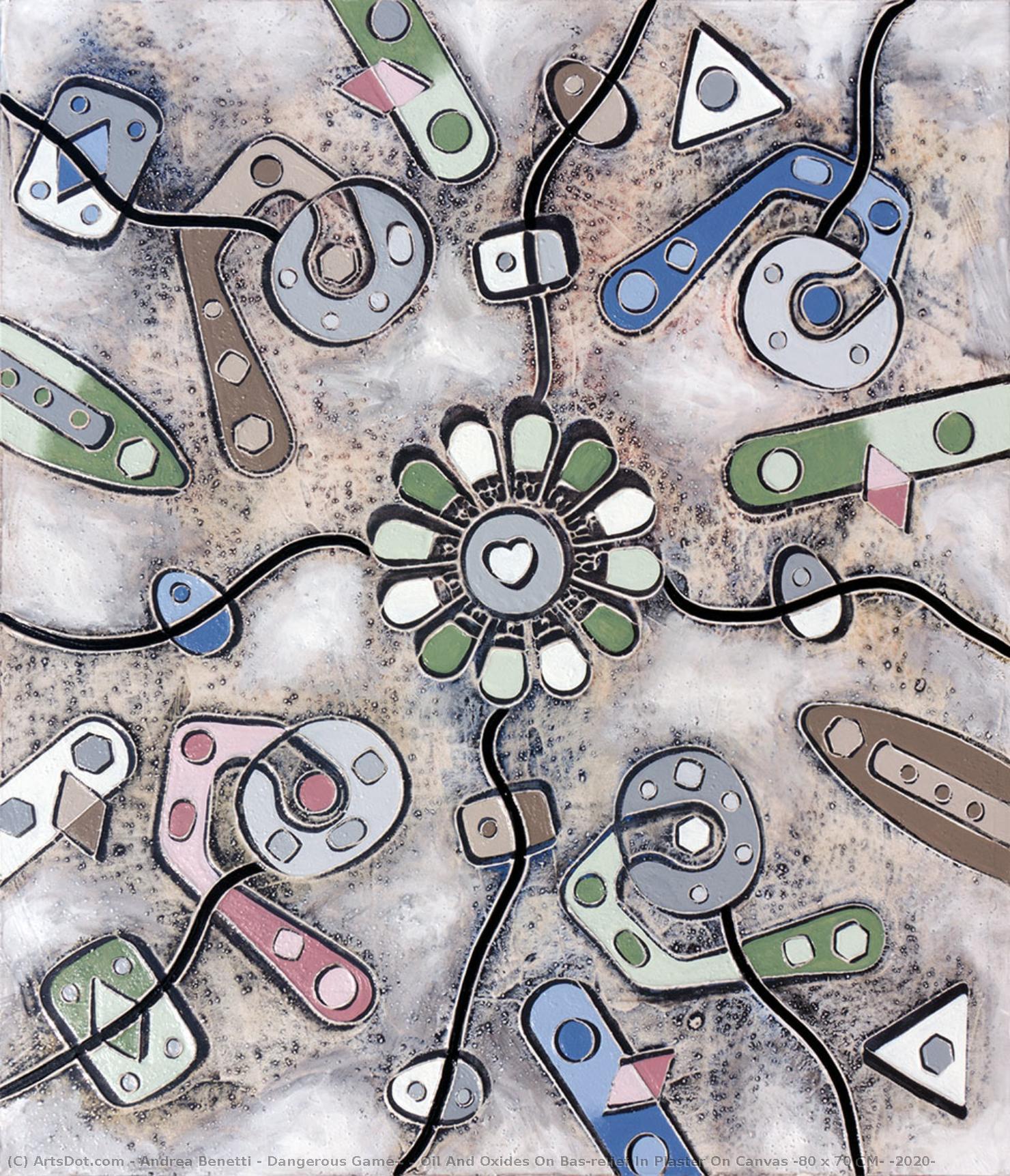 Dangerous Game,, , Oil And Oxides On Bas-relief In Plaster On Canvas (80 X 70 Cm) (2020) — Andrea Benetti
