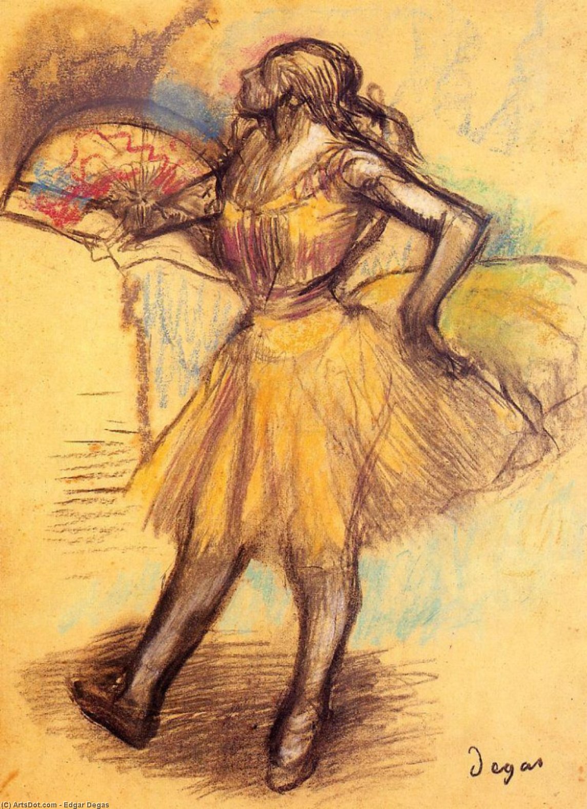 Dancer With A Fan (study) — Hilaire-germain-edgar Degas