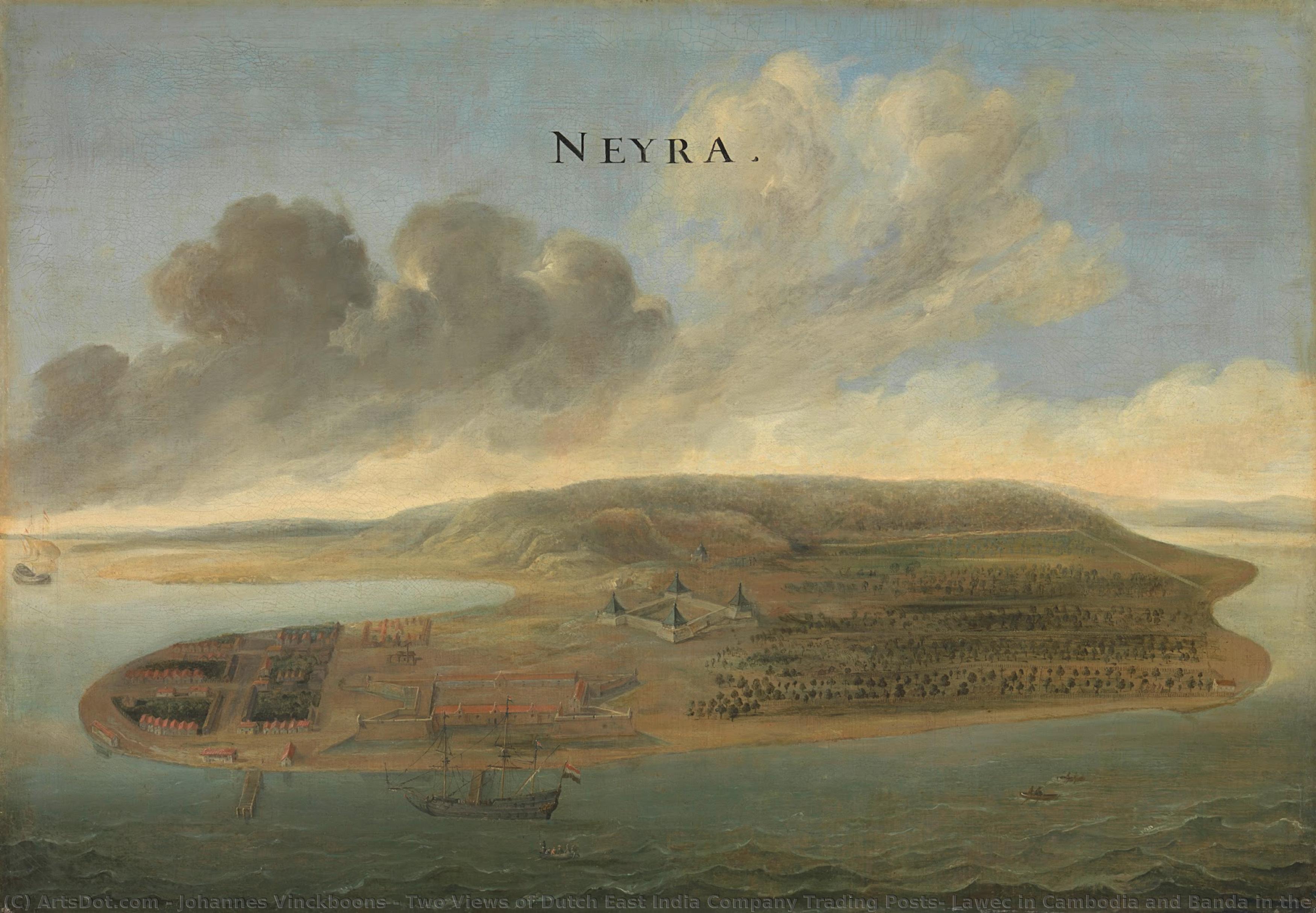 Two Views Of Dutch East India Company Trading Posts: Lawec In Cambodia And Banda In The Southern Moluccas, Johannes Vinckboons (attributed To), C. 1662 - C. 1663 — Johannes Vinckboons