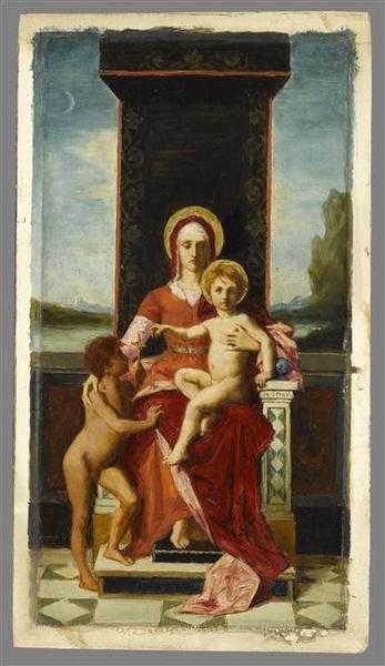 La Vierge Trônant Avec L'enfant Jésus Et Saint Jean Baptiste — Jacques-ferdinand Humbert