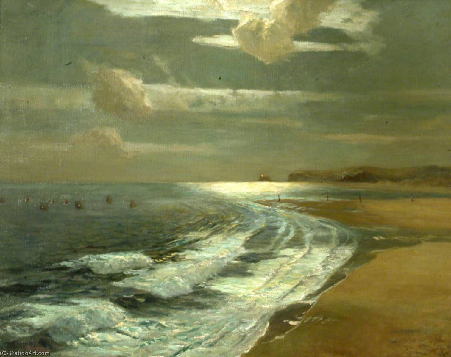 Silver Moonlight, St Ives Bay — Albert Julius Olsson