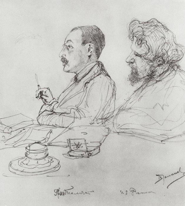 Tolstoi And Repin At A Meeting Of The Academy Of Arts — Vasily Dmitrievich Polenov