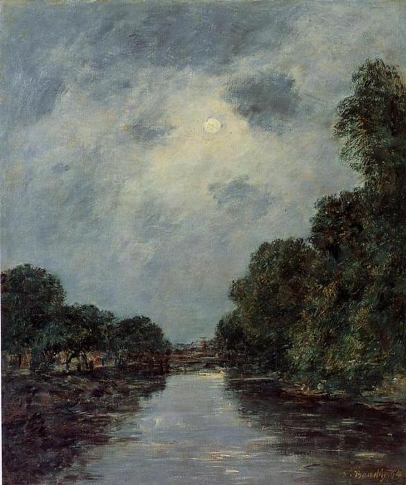 The Somme Near D'abbeville - Moonlight — Eugène Louis Boudin