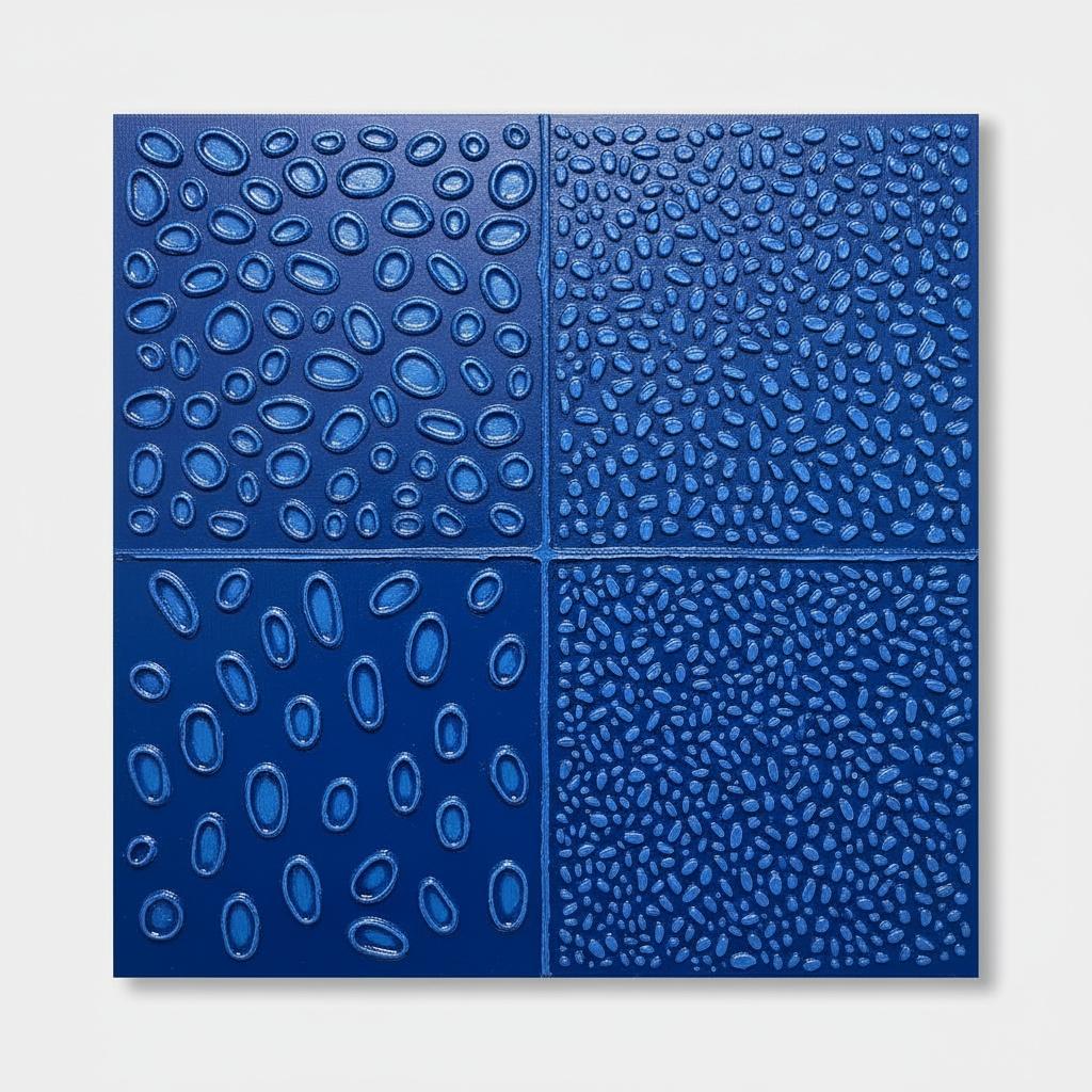 Quadripartite Resonance: Indigo Echoes On Embossed Cobalt Plains Of Memory — Laurent Fabre