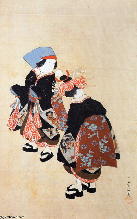 Two Kamuro Waiting For A Courtesan — Utagawa Kuniyoshi