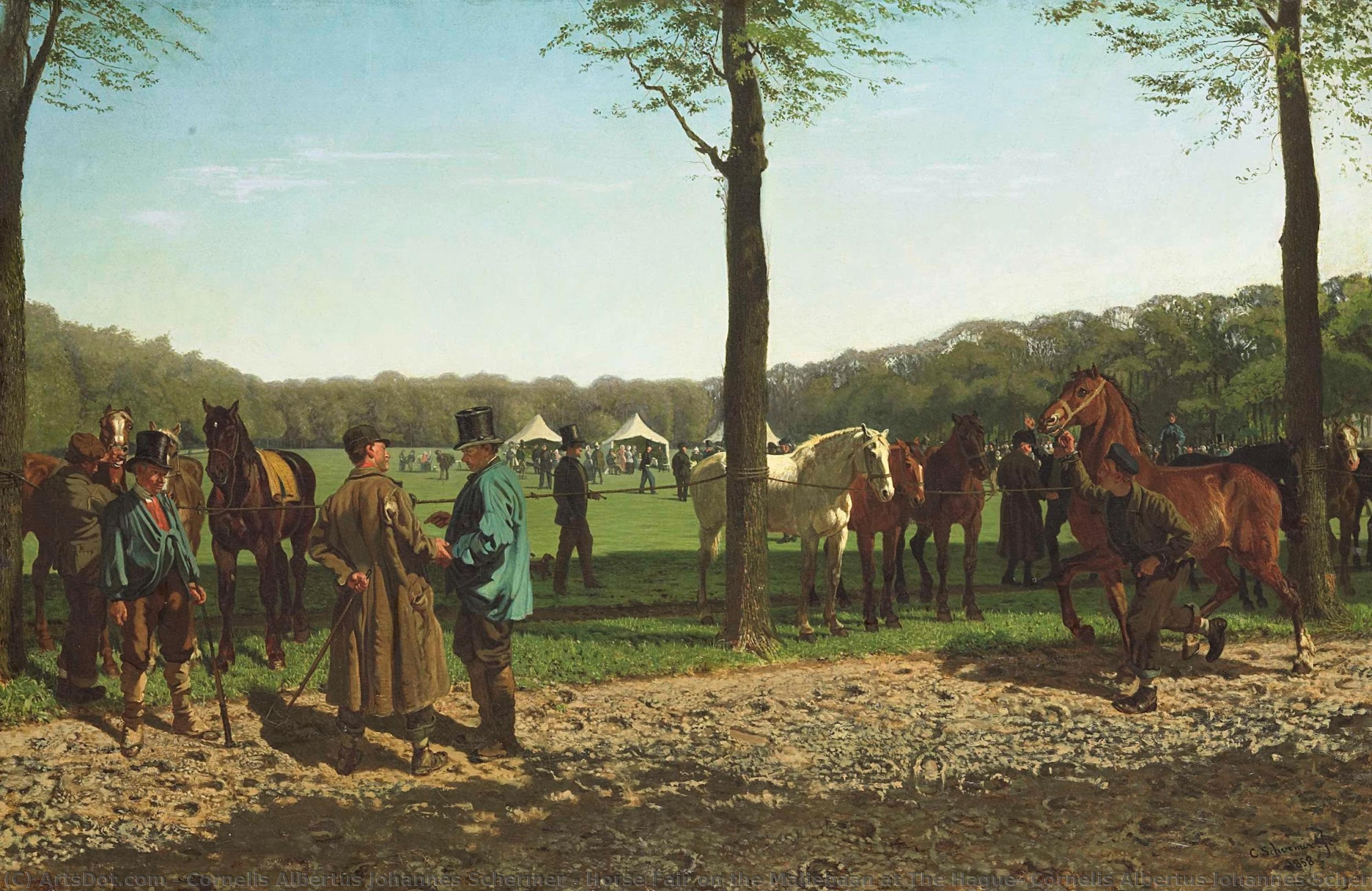 Horse Fair On The Maliebaan At The Hague, Cornelis Albertus Johannes Schermer, 1858 — Cornelis Albertus Johannes Schermer