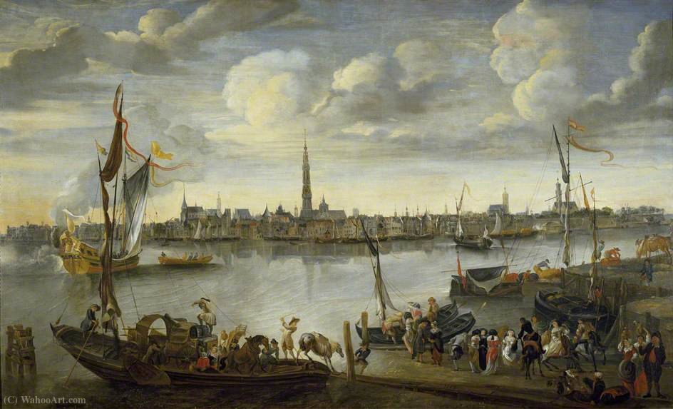 View Of The Roads Of Antwerp From The West Bank — Hendrik Van Minderhout