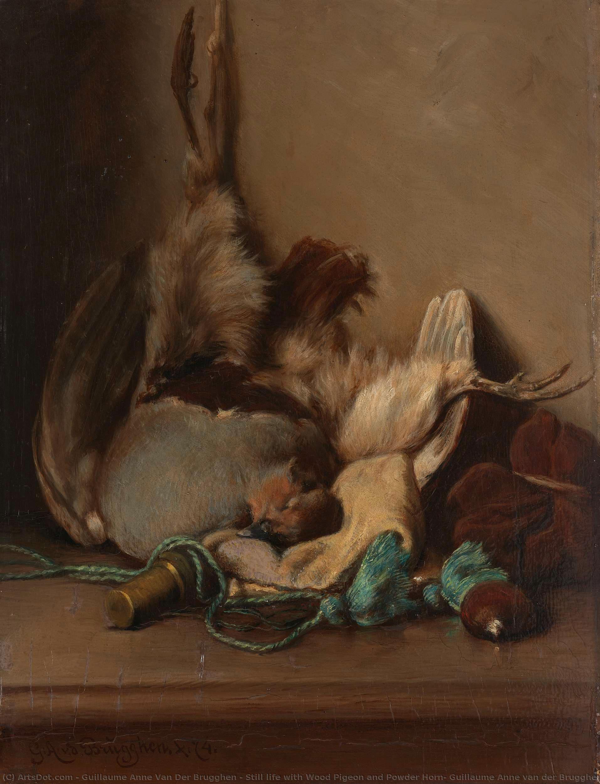 Still Life With Wood Pigeon And Powder Horn, Guillaume Anne Van Der Brugghen, 1874 — Guillaume Anne Van Der Brugghen