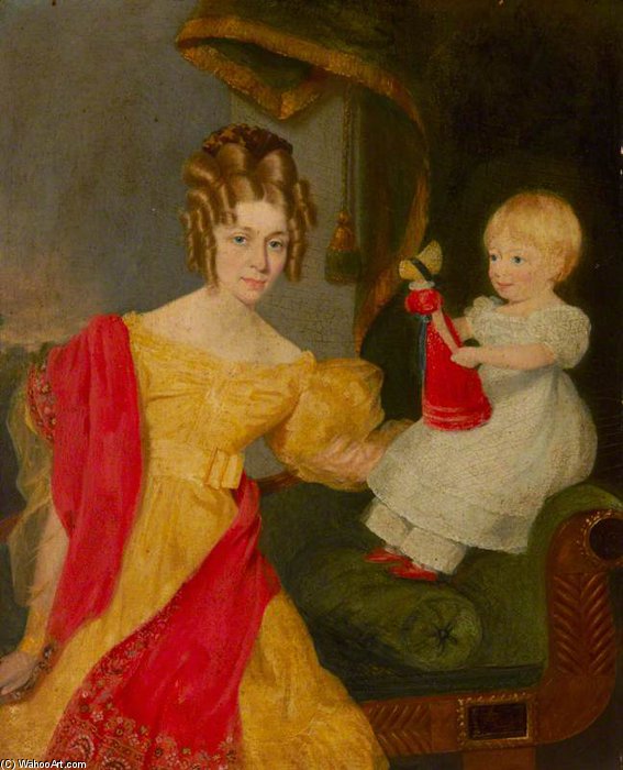 Portrait Of An Unknown Mother With Her Child — Alfred Edward Chalon