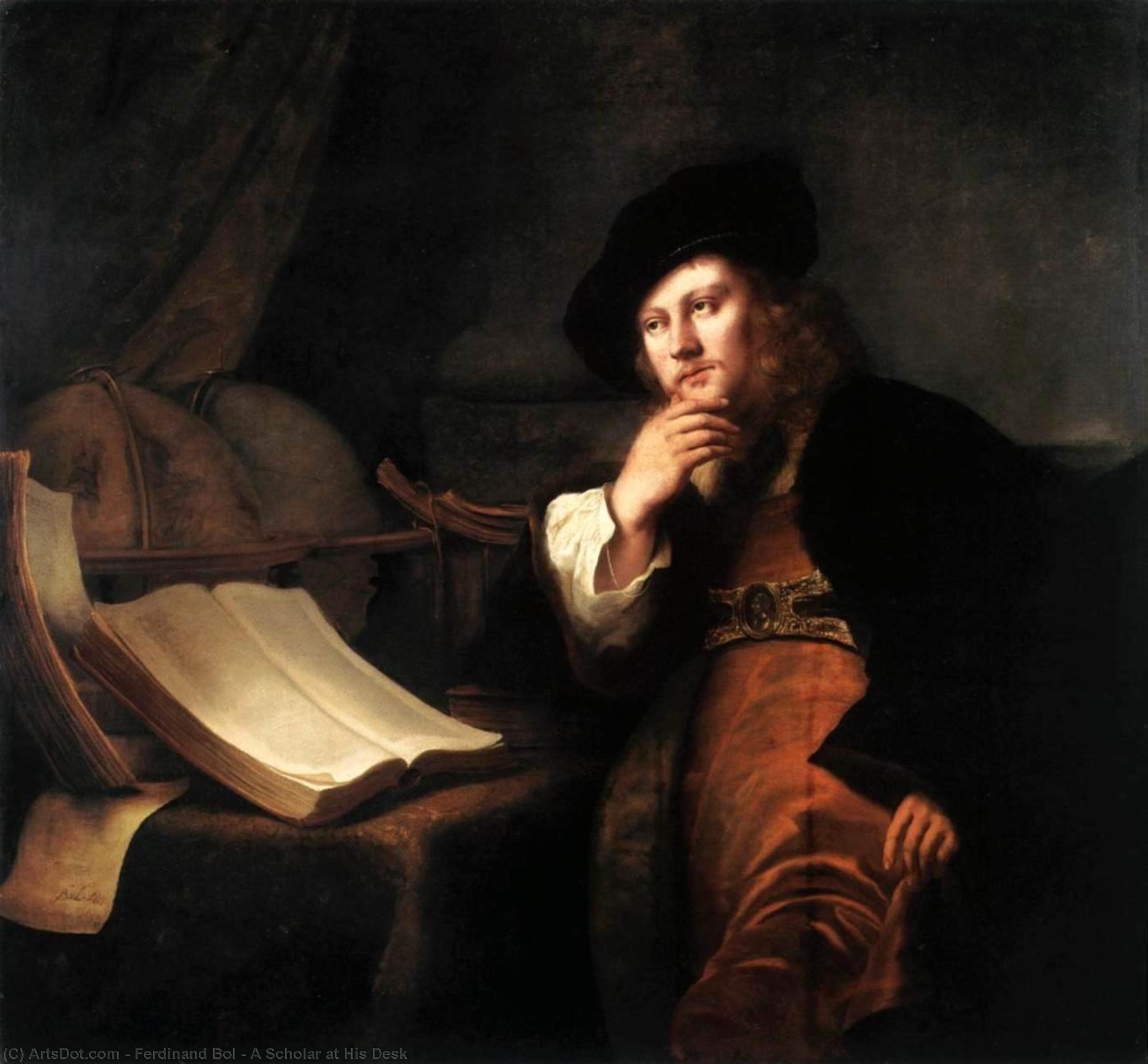 A Scholar At His Desk — Ferdinand Bol