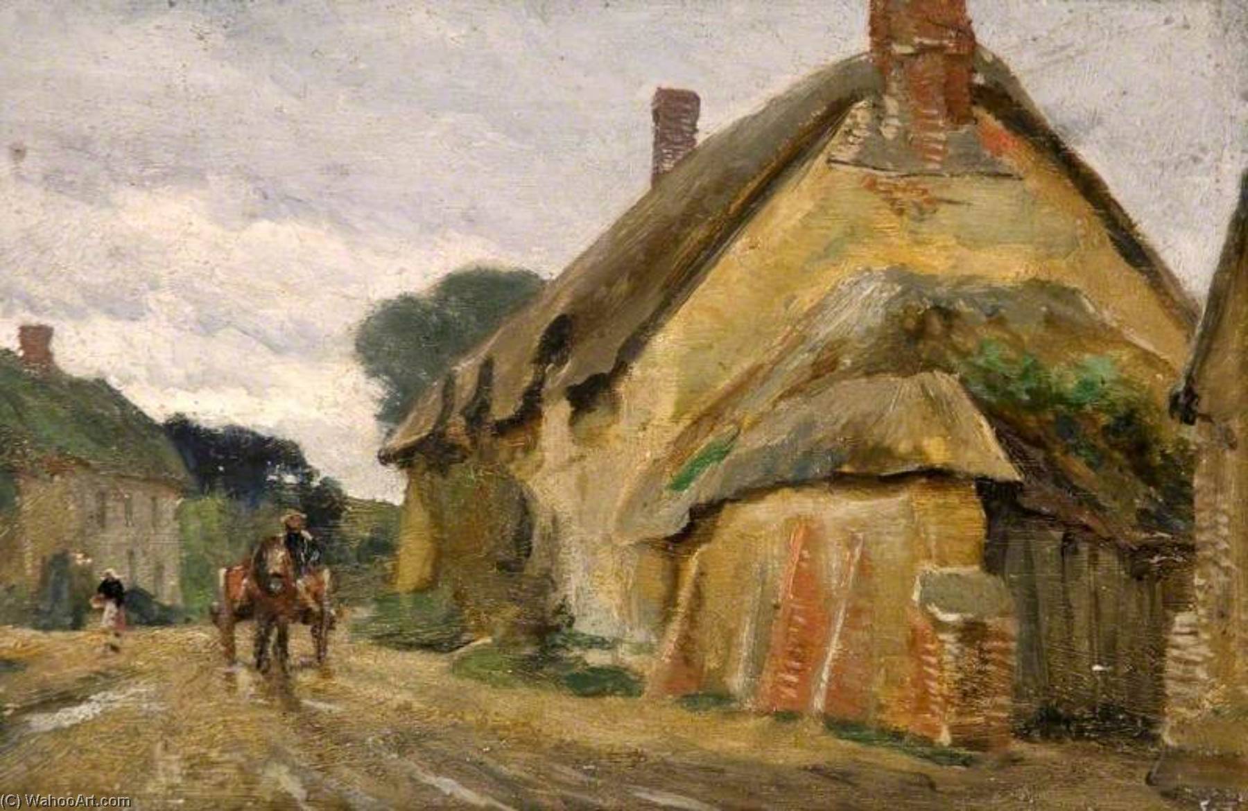 Village Street With Horse And Cart, West Stafford, Dorset — Frederick William Newton Whitehead