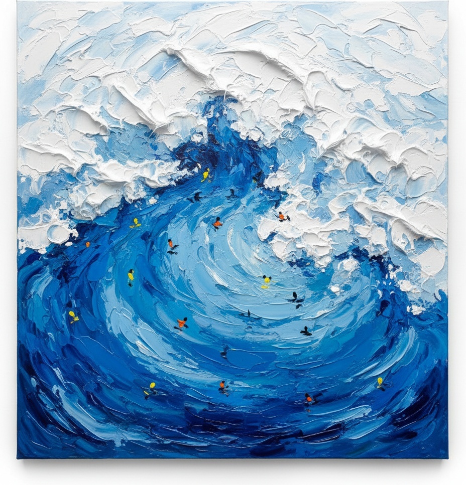 Cerulean Surge: A Monumental Study Of Turbulent Tides And Sculptural White Foam — David Moreau