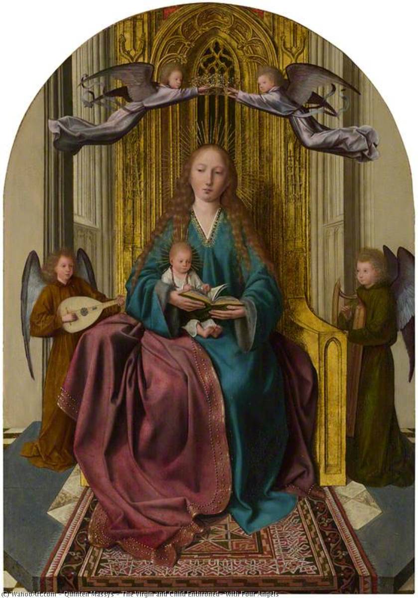 The Virgin And Child Enthroned, With Four Angels — Quinten Massys
