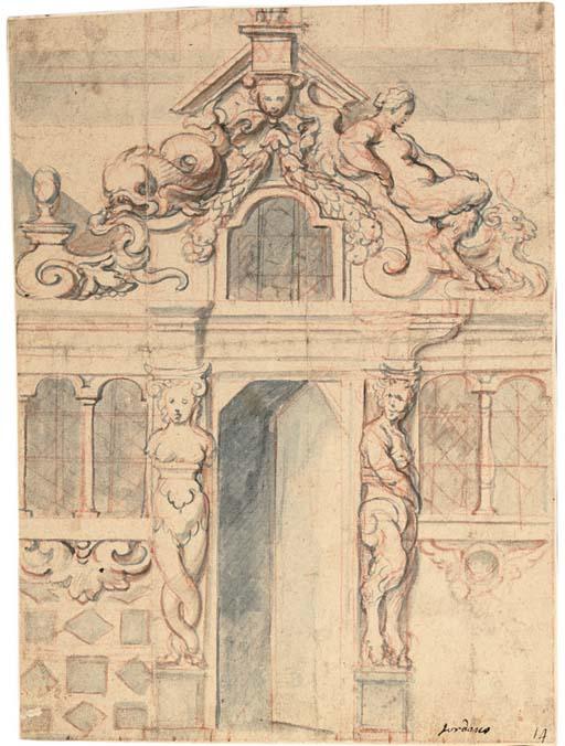 An Elaborate Façade With An Open Door — Jacob Jordaens