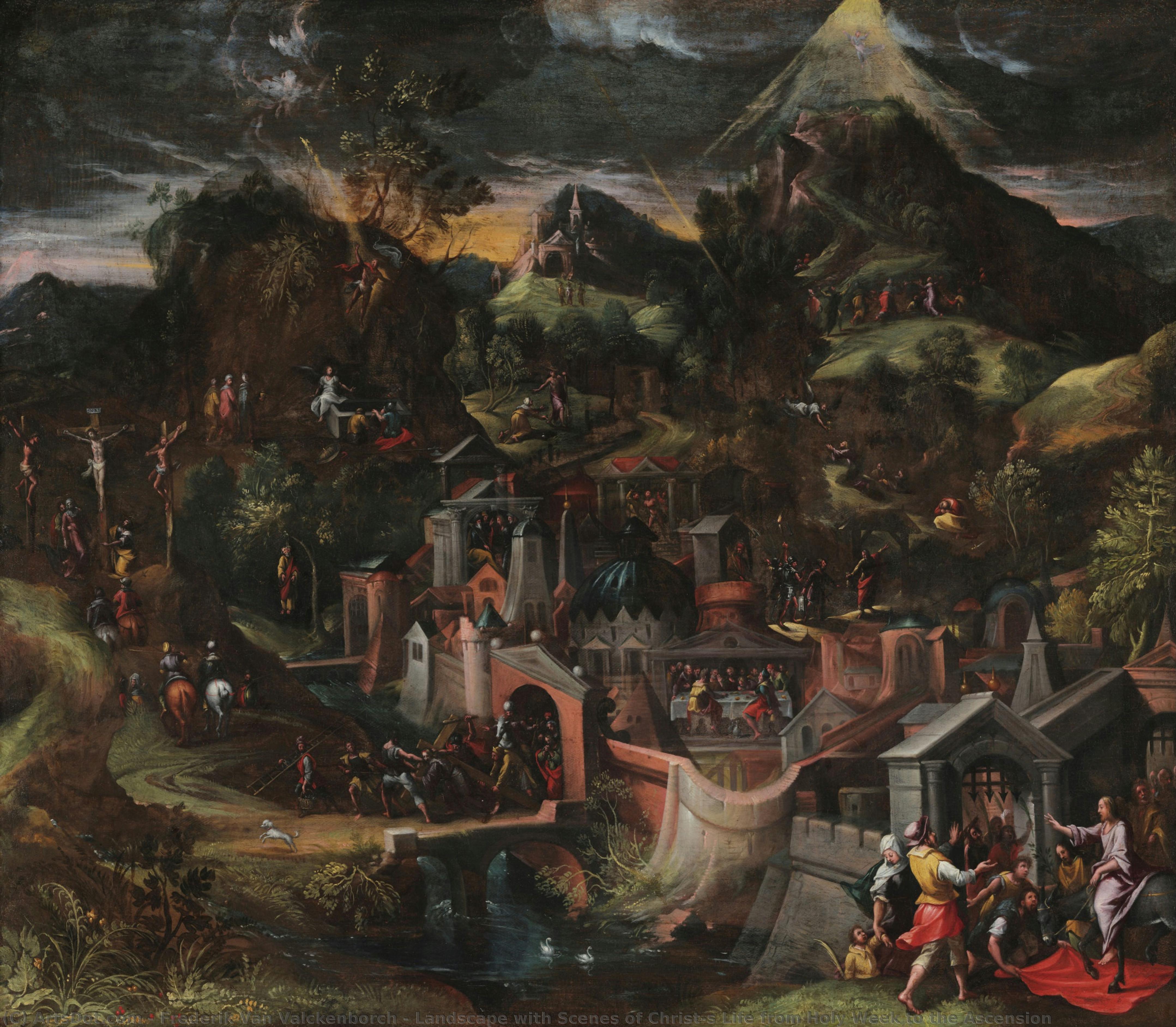 Landscape With Scenes Of Christ’s Life From Holy Week To The Ascension — Frederik Van Valckenborch