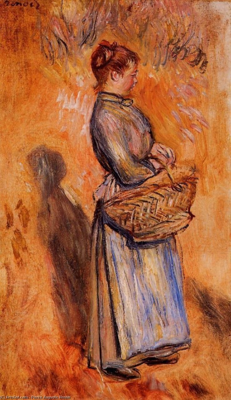 Bauernfrau Im Landschaftsbild — Pierre-auguste Renoir